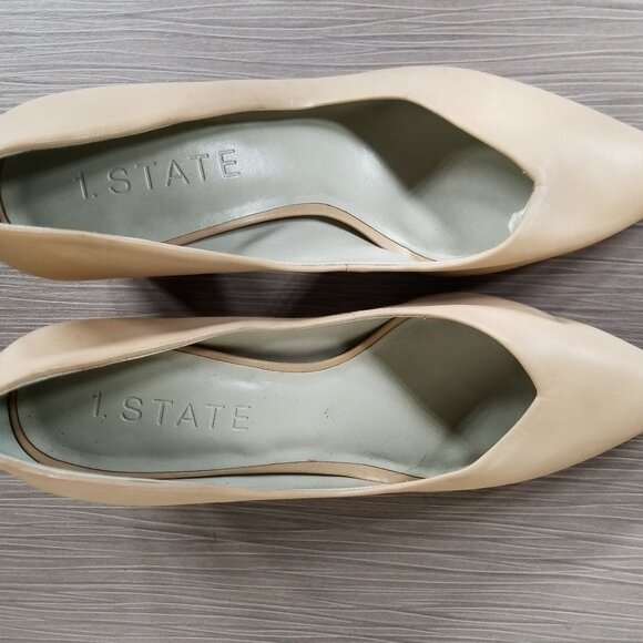 1.State Saffy Pointed Toe Pump, Nude Leather, Womens Size 9 M / 40 - Picture 10 of 13